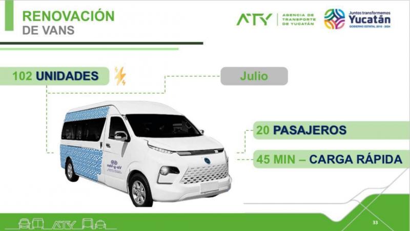 El servicio del transporte público en Yucatán se modernizará con la renovación de vans 100% eléctricas