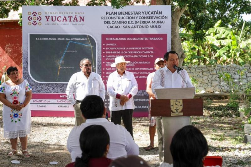 Gobernador Joaquín Díaz Mena entrega rehabilitación del camino Cacao–San Antonio Mulix