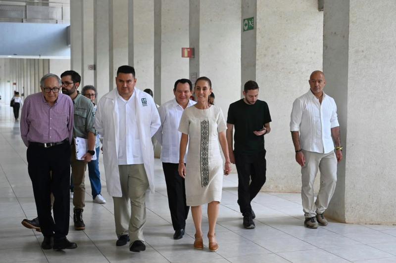 El O’Horán y dos hospitales más ya son IMSS-Bienestar; otros cinco se suman en enero: Sheinbaum y Díaz Mena revisan el avance en Yucatán