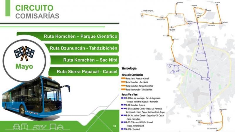 Comisarías de Mérida tendrán servicio de transporte público con unidades Va y Ven, a partir de mayo